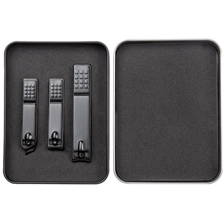 3 in 1 Black Color Titanium Nail Shear Set Exfoliating Manicure Tool, Style:Black (Iron Box) - Nail Clipper by PMC Jewellery | Online Shopping South Africa | PMC Jewellery | Buy Now Pay Later Mobicred