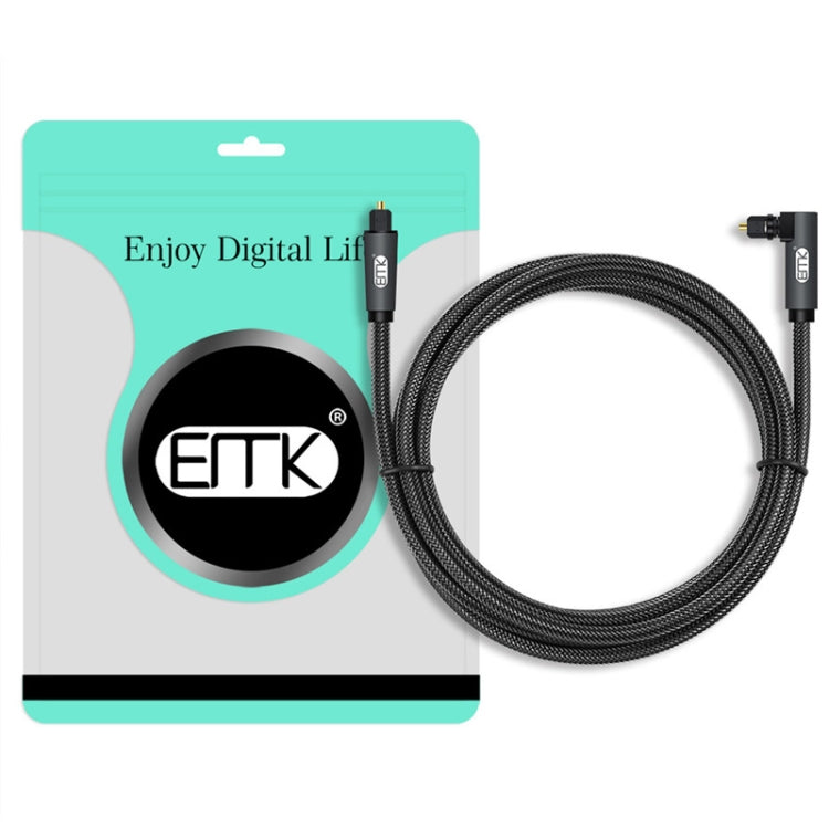 EMK 90 Degree Swivel Adjustable Right Angled 360 Degrees Rotatable Plug Nylon Woven Mesh Optical Audio Cable, Cable Length:1.5m(Black) - Audio Optical Cables by EMK | Online Shopping South Africa | PMC TechLife | Buy Now Pay Later Mobicred