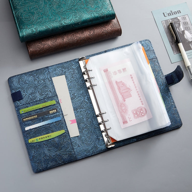A5 YMX-007 PU Leather Budget Binder Notebook Embossed Model Handbook(Coffee Brown) - free shipping - PMc TechLife - Order now!