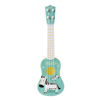 Light Blue Zebra Small Simulation Musical Instrument Mini Four Strings Playable Ukulele Early Childhood Education Music Toy - Stringed Instruments Accessories by PMC Jewellery | Online Shopping South Africa | PMC Jewellery | Buy Now Pay Later Mobicred