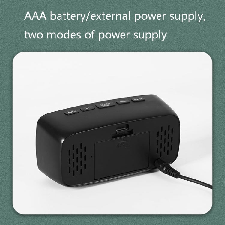 Battery Plug-In Dual-Purpose LED Clock Bedside Alarm Clock, Rectangular Black Surface White Light - Alarm Clocks by PMc TechLife | Online Shopping South Africa | PMc TechLife | Buy Now Pay Later Mobicred