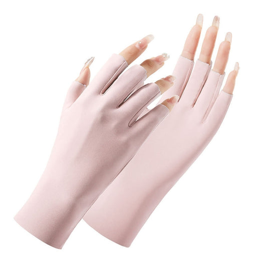 Ladies Sunscreen Gloves Half Finger Ice Silk Gloves,Style: Cent Finger(Pink) - Safety Gloves by PMC Jewellery | Online Shopping South Africa | PMC Jewellery | Buy Now Pay Later Mobicred