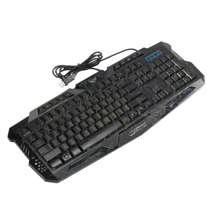 HXSJ J60 Crack Three-color Backlit Keyboard And Colorful Backlit Mouse Set(Russian + English Keyboard) - Wired Keyboard by HXSJ | Online Shopping South Africa | PMC Jewellery | Buy Now Pay Later Mobicred