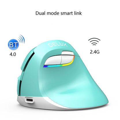 DELUX M618Mini Colorful Wireless Luminous Vertical Mouse Bluetooth Rechargeable Vertical Mouse(Color white) - Wireless Mice by DELUX | Online Shopping South Africa | PMC Jewellery | Buy Now Pay Later Mobicred