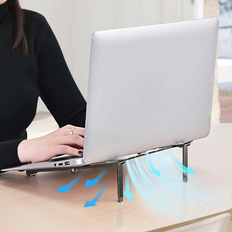 Metal Laptop Stand Computer Cooling Folding Mini Flat Raised Bracket(Gray) - Laptop Stand by PMC Jewellery | Online Shopping South Africa | PMC Jewellery | Buy Now Pay Later Mobicred