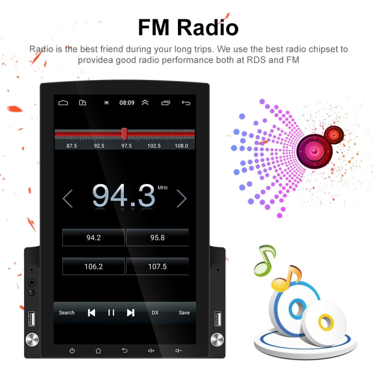 9.7 inch Vertical Screen HD 2.5D Glass Car MP5 Player Android Navigation All-in-one Machine, Specification:Standard+12 Lights Camera - Car MP3 & MP4 & MP5 by PMC TechLife | Online Shopping South Africa | PMC TechLife | Buy Now Pay Later Mobicred