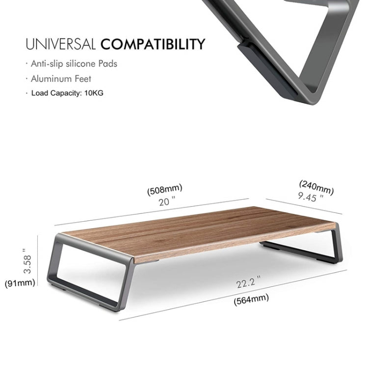 Monitor Stand Riser with Metal Feet for iMac MacBook LCD Display Printer, Lapdesk Tabletop Organizer Sturdy Platform Save Space(Dark Wood Grain) - Laptop Stand by PMC Jewellery | Online Shopping South Africa | PMC Jewellery | Buy Now Pay Later Mobicred