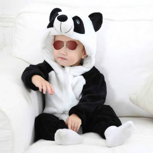 Babies Cartoon Animal Shape Flannel Jumpsuit Romper, Size:100CM(Panda) - Baby Clothing by PMC Jewellery | Online Shopping South Africa | PMC Jewellery | Buy Now Pay Later Mobicred