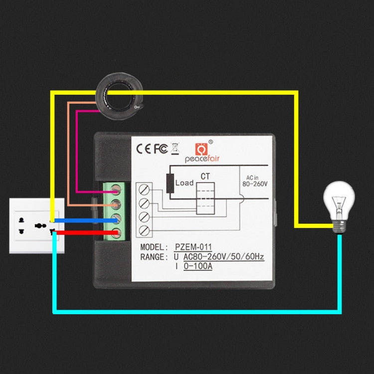 peacefair PZEM-011 AC Digital Display Multi-function Voltage and Current Meter Electrician Instrument, Specification:Host + Closed CT - Current & Voltage Tester by peacefair | Online Shopping South Africa | PMC Jewellery | Buy Now Pay Later Mobicred