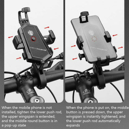 Bicycle Mobile Phone Holder Can Rotate And Adjust Fixed Aluminum Alloy Bracket Automatic Grab Bracket, Style:Rearview Mirror Installation(Silver) - Holders by PMC Jewellery | Online Shopping South Africa | PMC Jewellery | Buy Now Pay Later Mobicred