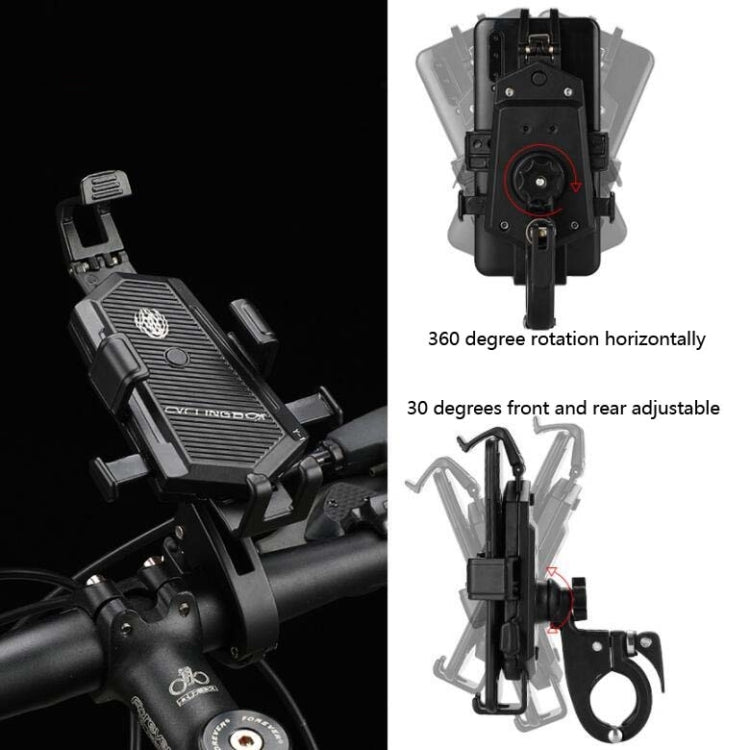 Bicycle Mobile Phone Holder Can Rotate And Adjust Fixed Aluminum Alloy Bracket Automatic Grab Bracket, Style:Rearview Mirror Installation(Silver) - Holders by PMC Jewellery | Online Shopping South Africa | PMC Jewellery | Buy Now Pay Later Mobicred