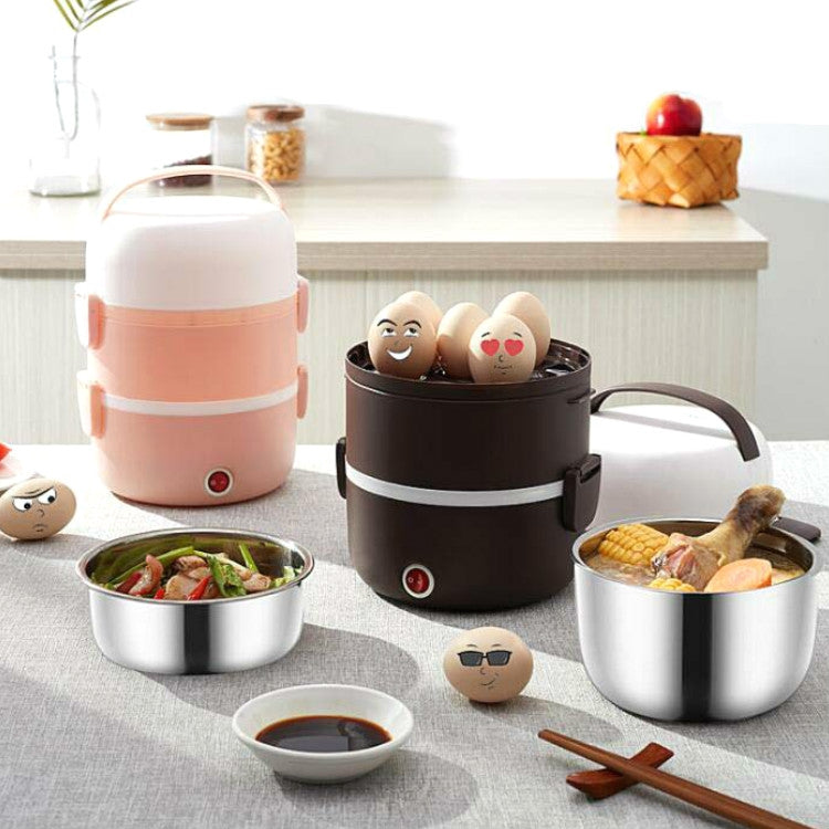 LINGRUI Multi-Function Electric Lunch Box Electric Heating Insulation Cooking Mini Rice Cooker, CN Plug, Specification:Three Layer(Purple) - free shipping - PMC TechLife - Order now!