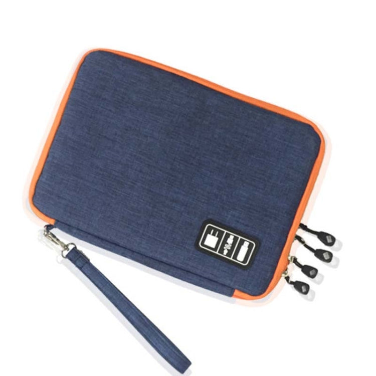 Double Layer Digital Storage Bag Data Cable Finishing Bag Elastic Waterproof Portable Electronic Storage Bag, Size:28x20x3.5cm(Blue) - Other by PMC Jewellery | Online Shopping South Africa | PMC Jewellery | Buy Now Pay Later Mobicred