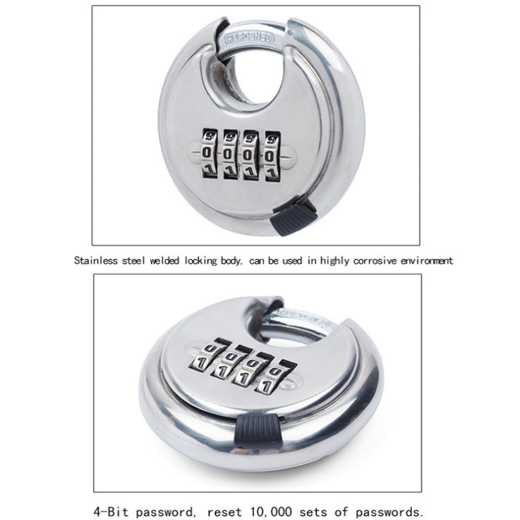 Stainless Steel Password Padlock 304 Waterproof And Rust-Proof Outdoor Courtyard Door Cabinet Lock Round Cake Lock(Silver) - Padlocks by PMC Jewellery | Online Shopping South Africa | PMC Jewellery