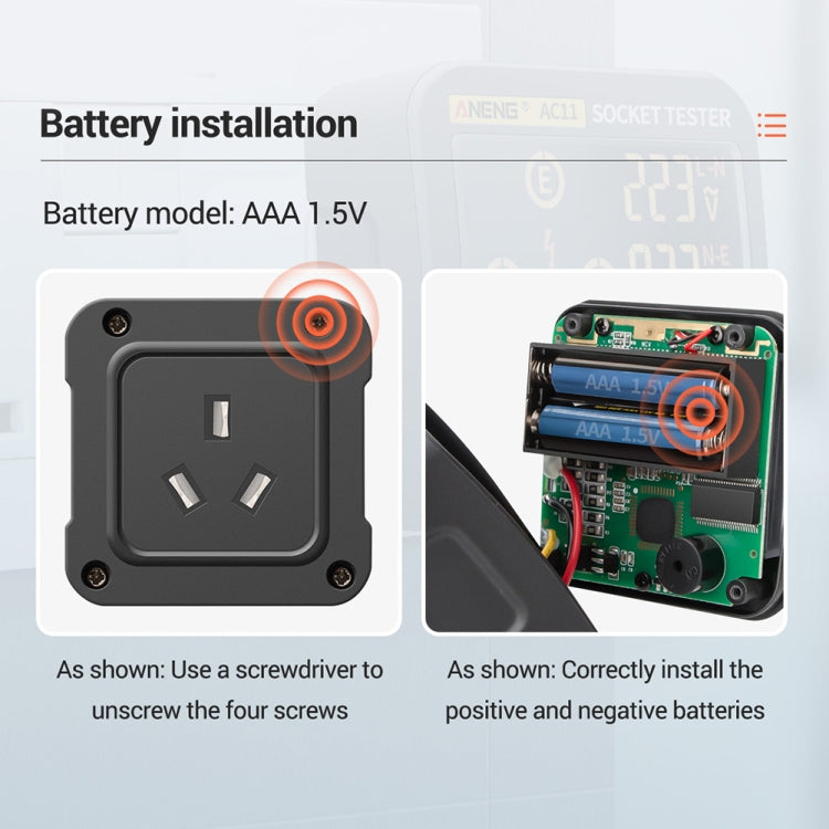 ANENG AC11 Multifunctional Digital Display Socket Tester Electrical Ground Wire Tester(EU Plug) - Current & Voltage Tester by ANENG | Online Shopping South Africa | PMC Jewellery | Buy Now Pay Later Mobicred