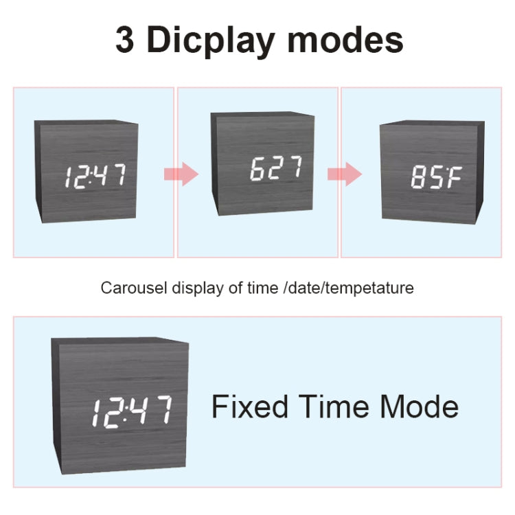 Multicolor Sounds Control Wooden Clock Modern Digital LED Desk Alarm Clock Thermometer Timer Black Red - Alarm Clocks by PMc TechLife | Online Shopping South Africa | PMc TechLife | Buy Now Pay Later Mobicred