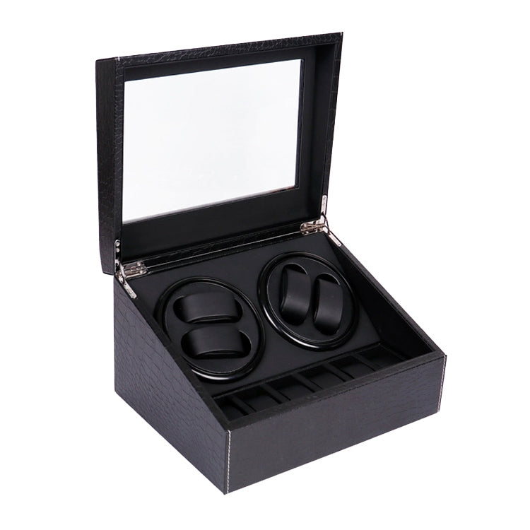PU Leather 4+6 Double-Head Automatic Winding Motor Box Mechanical Watch Rotator, US Plug(Crocodile Pattern) - free shipping - PMC TechLife - Order now!