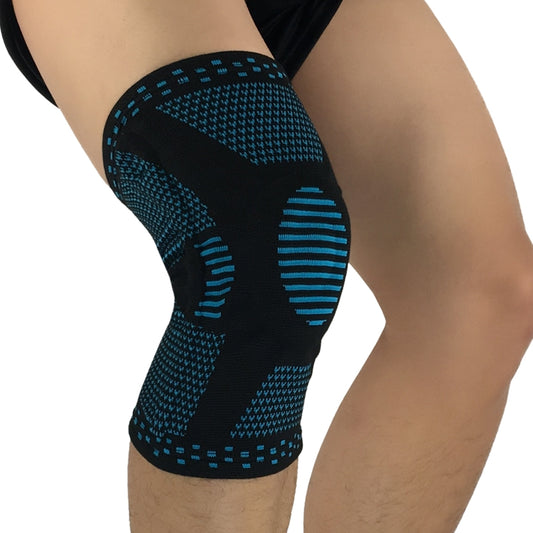 Sports Knee Pads Anti-Collision Support Compression Keep Warm Leg Sleeve Knitting Basketball Running Cycling Protective Gear, Size: L(Black Blue) - Sports Safety by PMC Jewellery | Online Shopping South Africa | PMC Jewellery | Buy Now Pay Later Mobicred