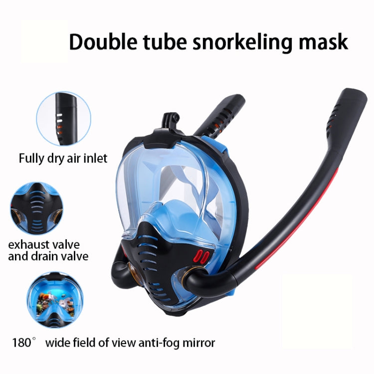 Snorkeling Mask Double Tube Silicone Full Dry Diving Mask Adult Swimming Mask Diving Goggles, Size: L/XL(Black/Black) - Diving Mask by PMC Jewellery | Online Shopping South Africa | PMC Jewellery | Buy Now Pay Later Mobicred