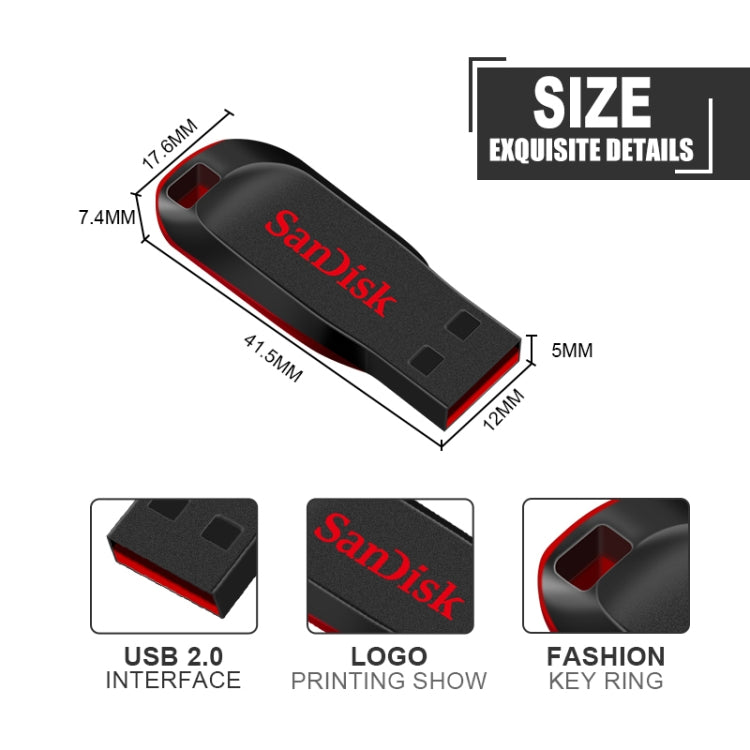 SanDisk CZ50 Mini Office USB 2.0 Flash Drive U Disk, Capacity: 128GB - USB Flash Drives by SanDisk | Online Shopping South Africa | PMC Jewellery | Buy Now Pay Later Mobicred