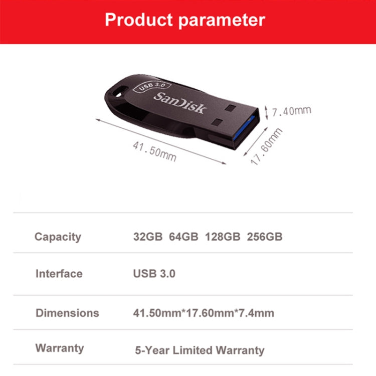 SanDisk CZ410 USB 3.0 High Speed Mini Encrypted U Disk, Capacity: 128GB - USB Flash Drives by SanDisk | Online Shopping South Africa | PMC Jewellery | Buy Now Pay Later Mobicred