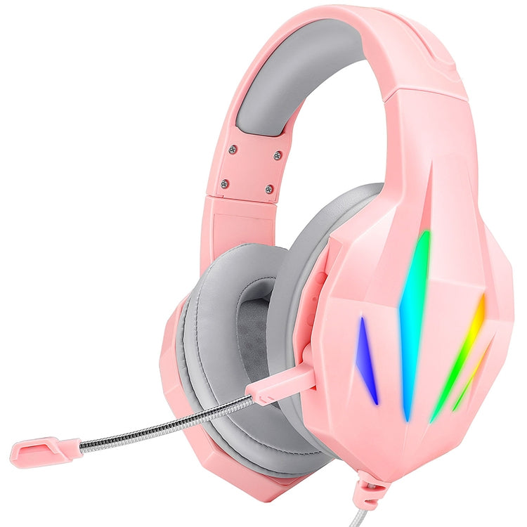 ERXUNG J5 Head-Mounted Gaming Headset Wire-Controlled Desktop Computer Gaming With Microphone  Luminous Headset(Pink) - Multimedia Headset by PMC Jewellery | Online Shopping South Africa | PMC Jewellery | Buy Now Pay Later Mobicred