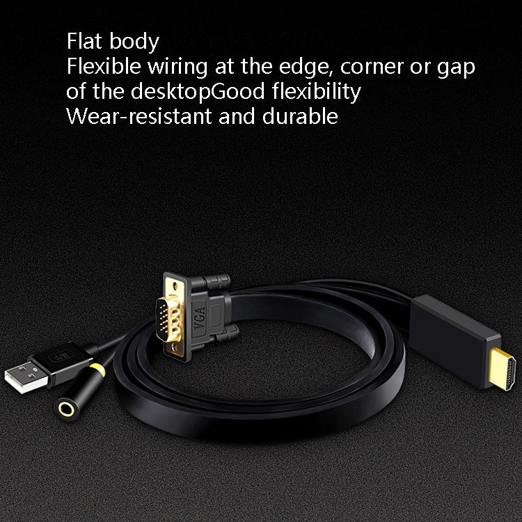 1m JH HV10 1080P HDMI to VGA Cable Projector TV Box Computer Notebook Industrial Display Adapter Cable - Cable by JH | Online Shopping South Africa | PMC TechLife | Buy Now Pay Later Mobicred
