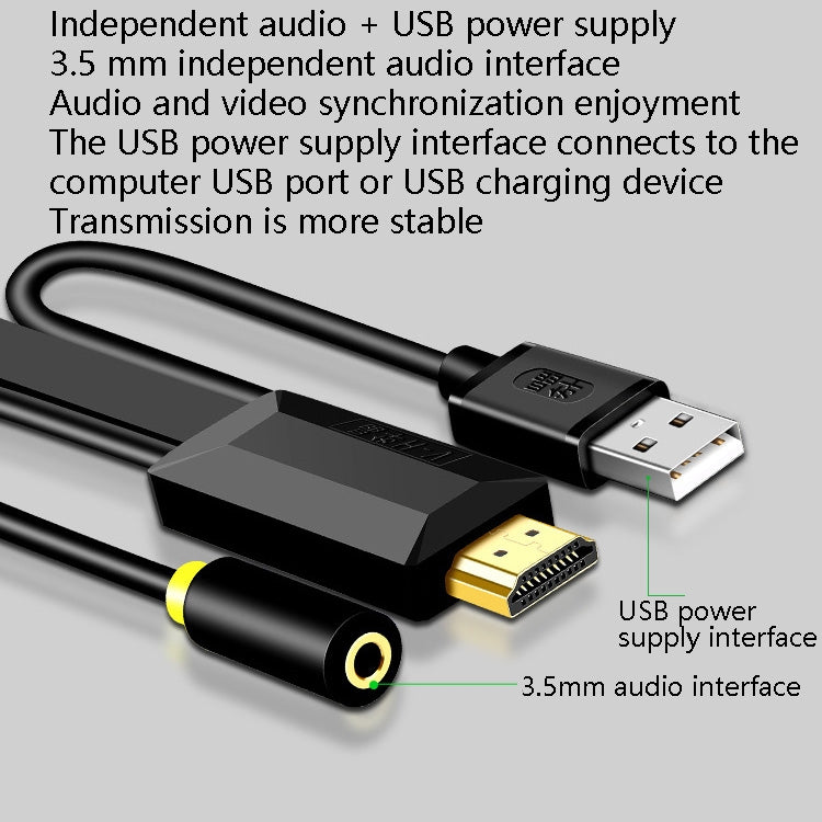 5m JH HV10 1080P HDMI to VGA Cable Projector TV Box Computer Notebook Industrial Display Adapter Cable - free shipping - PMC Jewellery - Order now!