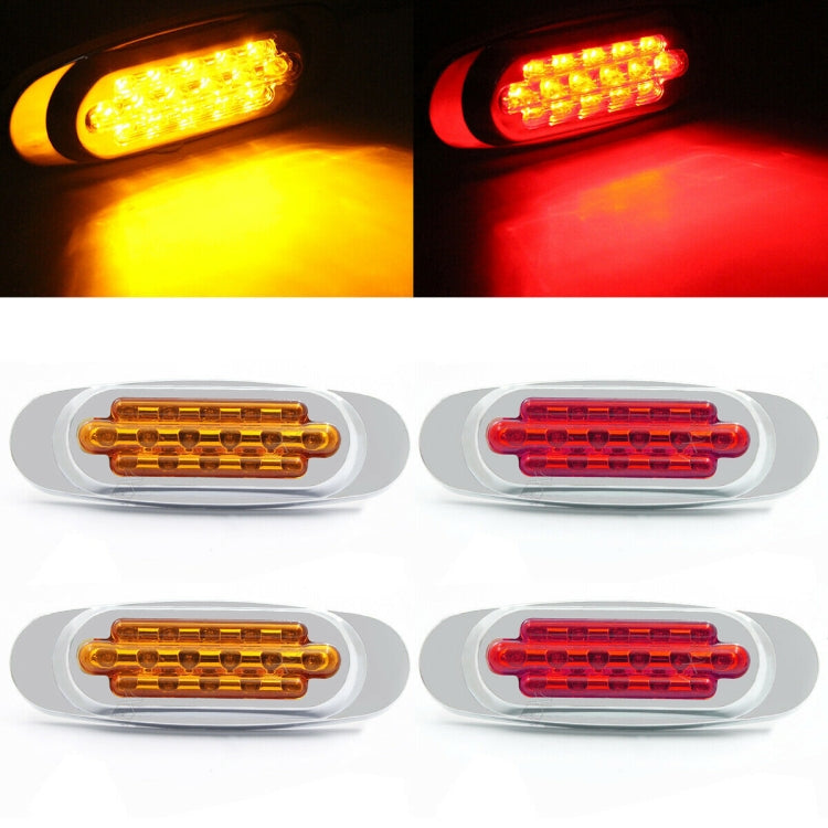 12-24V 16 LEDs Electroplating Side Lights Side Tail Lights Cargo Truck Modification Light, Colour: Red (2 Lines Always Bright) - Warning Lights by PMC Jewellery | Online Shopping South Africa | PMC Jewellery | Buy Now Pay Later Mobicred