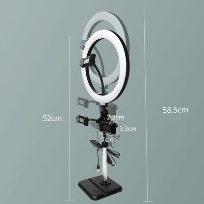 Telescopic Adjustment Live Frame Desktop Tablet Mobile Phone Bracket, Specification: K07 Three-seat With Fill Light (White) - Stand by PMC Jewellery | Online Shopping South Africa | PMC Jewellery | Buy Now Pay Later Mobicred