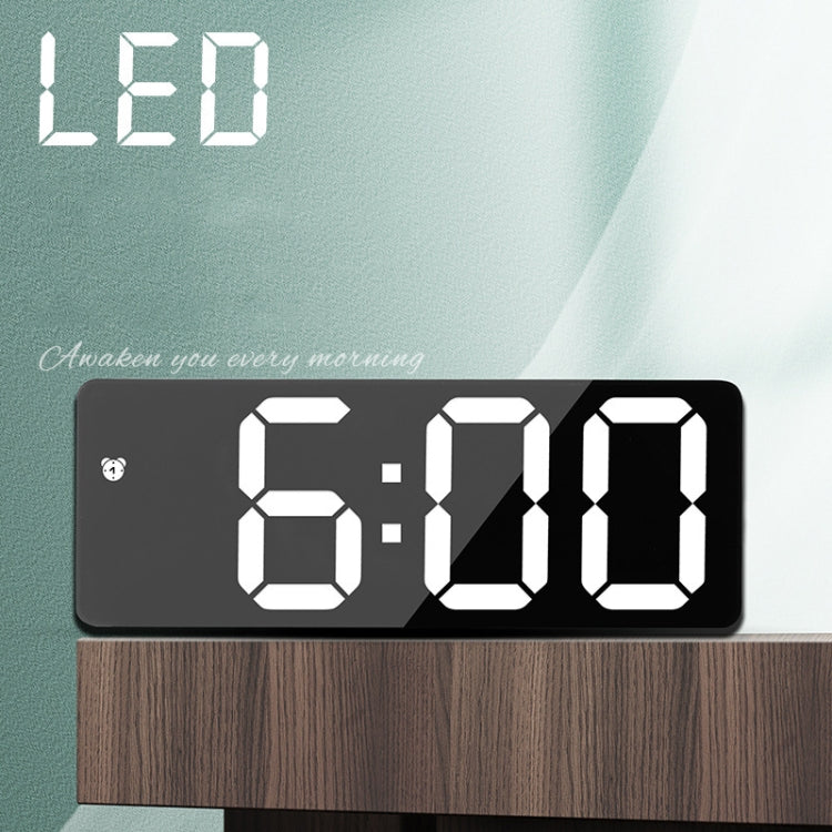 Mirror Bedside Alarm Clock Battery Plug-In Dual-Purpose LED Clock, Colour: Arc-shaped Black Shell (Black Surface White Light) - Alarm Clocks by PMc TechLife | Online Shopping South Africa | PMc TechLife | Buy Now Pay Later Mobicred