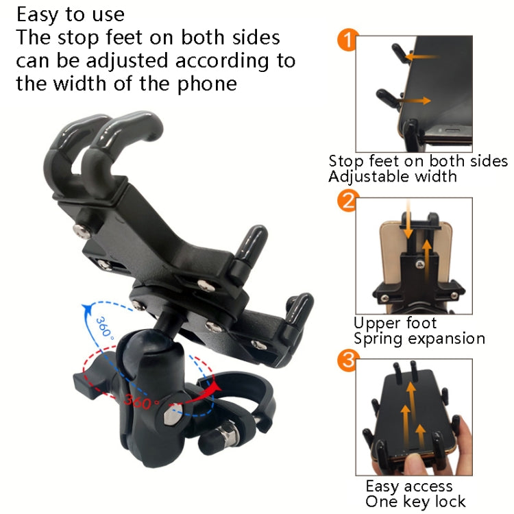 N-STAR NJN001 Motorcycle Bicycle Compatible Mobile Phone Bracket Aluminum Accessories Riding Equipment(With Hollow M8 Ball) - Holders by N-STAR | Online Shopping South Africa | PMC Jewellery | Buy Now Pay Later Mobicred