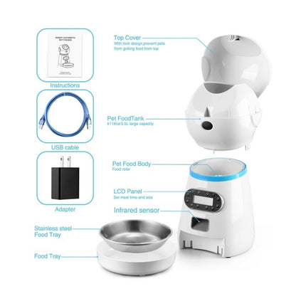 Pet Auto Feeding Intelligent Feed Stainless Steel Food Dish, Specification: AU Plug - Food Bowls by PMC Jewellery | Online Shopping South Africa | PMC Jewellery