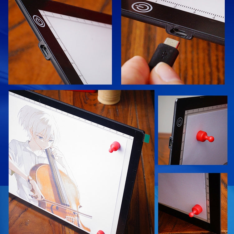 Copy Station Anime Drain Station LED Copy Board With Magnetic Suction Light Board Drawing Plate With USB Cable, Specification: A4 3 Gear Dimming (Black) -  by PMC Jewellery | Online Shopping South Africa | PMC Jewellery | Buy Now Pay Later Mobicred