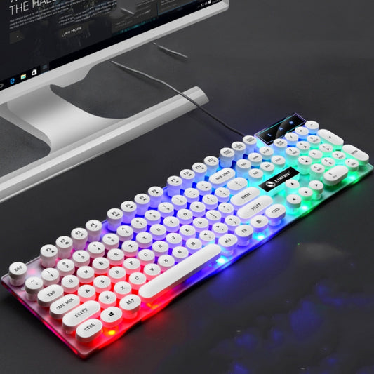 LIMEIDE GTX300 104 Keys Retro Round Key Cap USB Wired Mouse Keyboard, Cable Length: 1.4m, Colour: Punk Single Keyboard White - Wired Keyboard by LIMEIDE | Online Shopping South Africa | PMC Jewellery | Buy Now Pay Later Mobicred