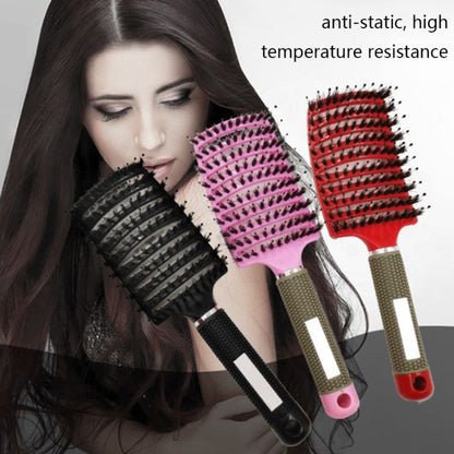 Retro Boar Bristles Hairdressing Big Curved Comb Curly Hair Massage Comb(Pink) - Combs by PMC Jewellery | Online Shopping South Africa | PMC Jewellery