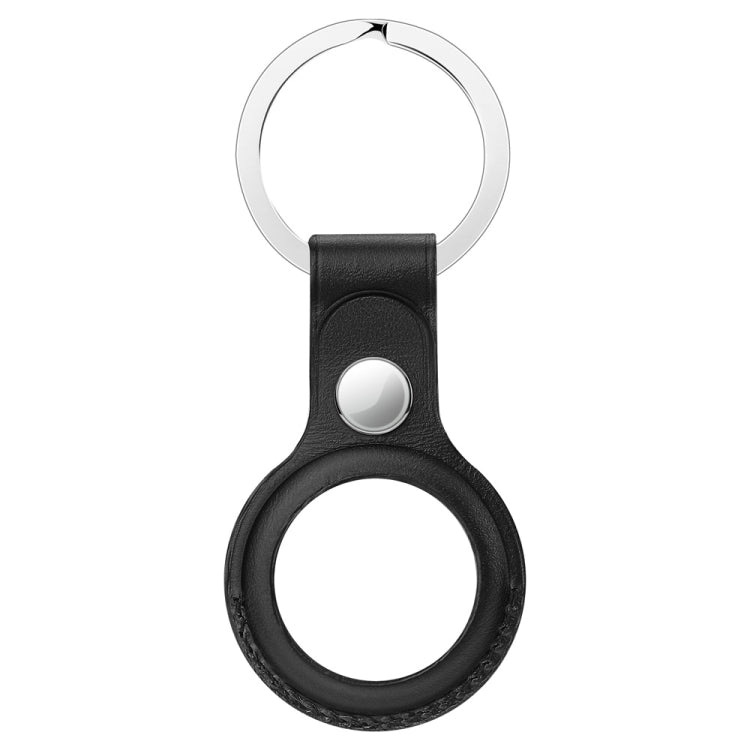 Anti-scratch Top-layer Cowhide Leather Protective Cover with Hanging Buckle for AirTag(Black) - Other by PMc TechLife | Online Shopping South Africa | PMc TechLife | Buy Now Pay Later Mobicred