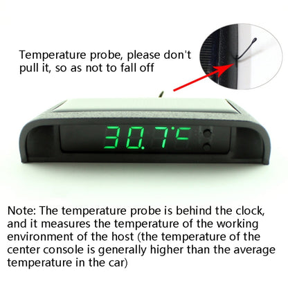 Solar Night Light Car Clock Automotive Electronic Clock Temperature Time+Date+Week+Temperature(Green Light) - Clocks & Car Meters by PMC Jewellery | Online Shopping South Africa | PMC Jewellery