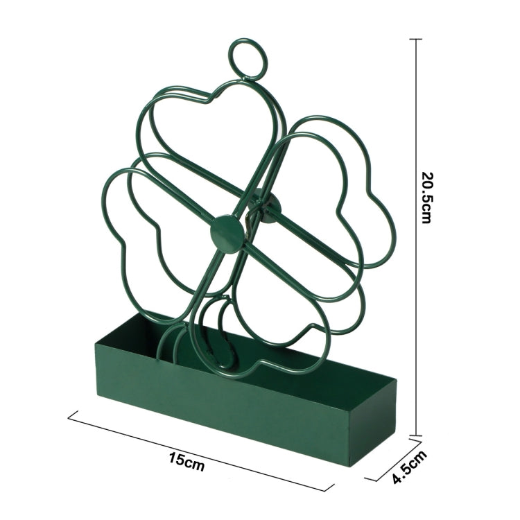 Simple Hangable Wrought Iron Mosquito Coil Holder Portable Fireproof Mosquito Coil Tray Incense Burner Ornaments Four Leaf Grass (Ink Green) - Mosquito Coil Tray by PMC Jewellery | Online Shopping South Africa | PMC Jewellery | Buy Now Pay Later Mobicred