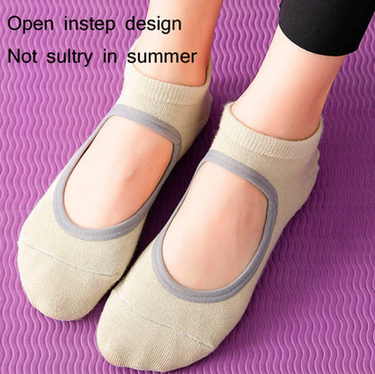 Backless Non-Slip Yoga Dance Socks Gym Indoor Floor Sports Socks, Size: 35-42(Beige) - Yoga Socks & Shoes by PMC Jewellery | Online Shopping South Africa | PMC Jewellery