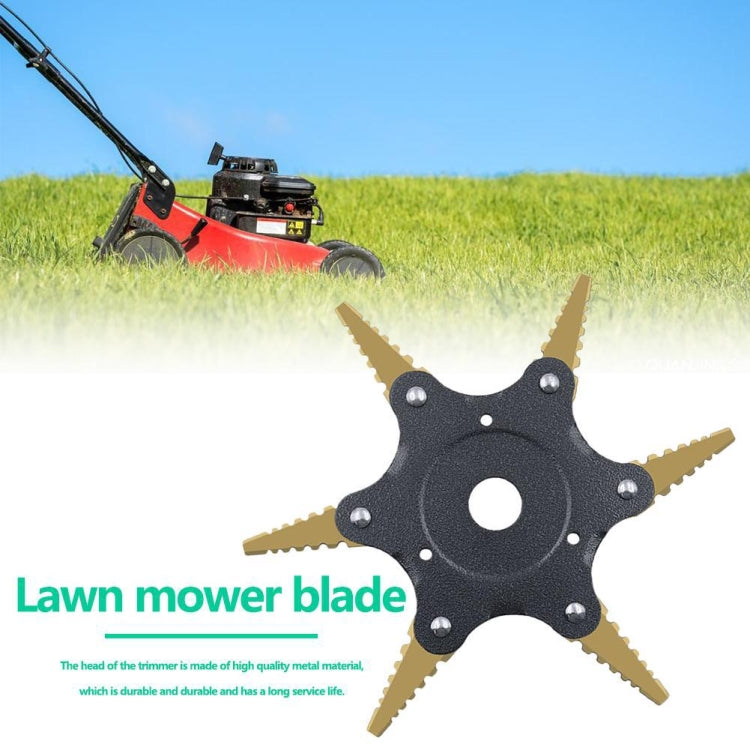 Toothed Mower Blade Six-Leaf Cyclone Blade Agricultural Weeder Parts(Golden Blade Bagged Green) - Lawn Mower, Saws & Accessories by PMC Jewellery | Online Shopping South Africa | PMC Jewellery | Buy Now Pay Later Mobicred