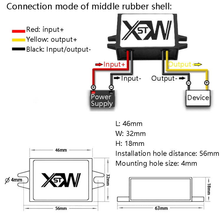 XWST DC 12/24V To 5V Converter Step-Down Vehicle Power Module, Specification: 12/24V To 5V 10A Medium Rubber Shell -  by PMC Jewellery | Online Shopping South Africa | PMC Jewellery | Buy Now Pay Later Mobicred