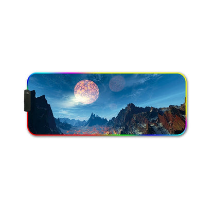 300x800x4mm F-01 Rubber Thermal Transfer RGB Luminous Non-Slip Mouse Pad(Snow Peak) - Mouse Pads by PMC Jewellery | Online Shopping South Africa | PMC Jewellery | Buy Now Pay Later Mobicred