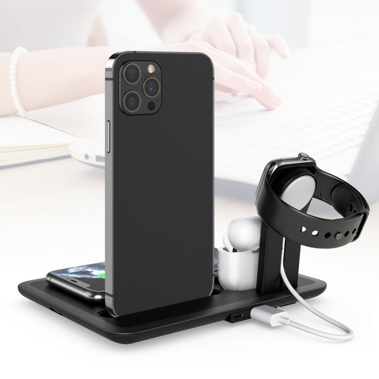 HQ-UD17 4 in 1 Wireless Charger Phone Holder Charging Base for Smart Phones, iWatch, AirPods (Black) - Wireless Charger by PMC Jewellery | Online Shopping South Africa | PMC Jewellery | Buy Now Pay Later Mobicred