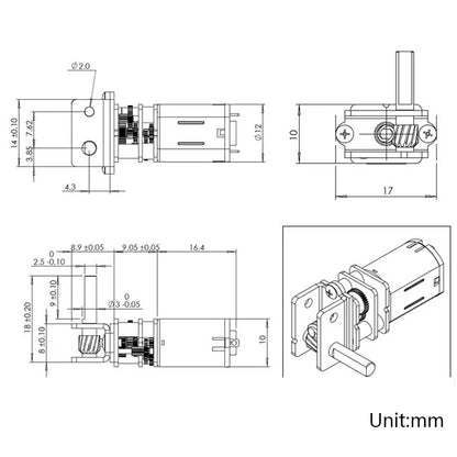 GW12N20 Worm Gear Low Speed Motor Ultra Mini Gear Power-Off Self-Locking Motor For Smart Car Robot(6V 55RPM) - Motor Module by PMC Jewellery | Online Shopping South Africa | PMC Jewellery | Buy Now Pay Later Mobicred