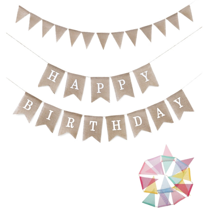 2 PCS Swallowtail Burlap First Birthday Flags Mori Series Party Flags Specification: Burlap Triangle Flag - Holiday Decorations by PMC Jewellery | Online Shopping South Africa | PMC Jewellery