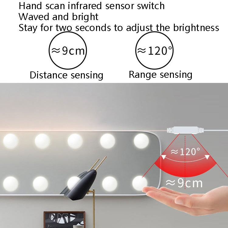 LED Makeup Mirror Light Beauty Fill Light Hand Sweep Sensor Mirror Front Light, Power source: 10 Bulbs(Natural White) - Sensor LED Lights by PMC TechLife | Online Shopping South Africa | PMC TechLife | Buy Now Pay Later Mobicred