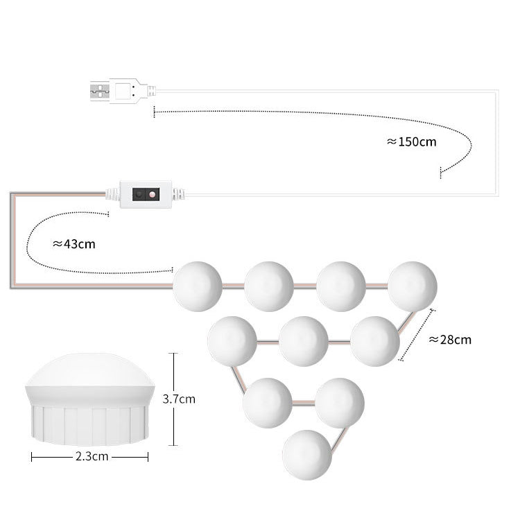 LED Makeup Mirror Light Beauty Fill Light Hand Sweep Sensor Mirror Front Light, Power source: 14 Bulbs(Natural White) - Sensor LED Lights by PMC TechLife | Online Shopping South Africa | PMC TechLife | Buy Now Pay Later Mobicred