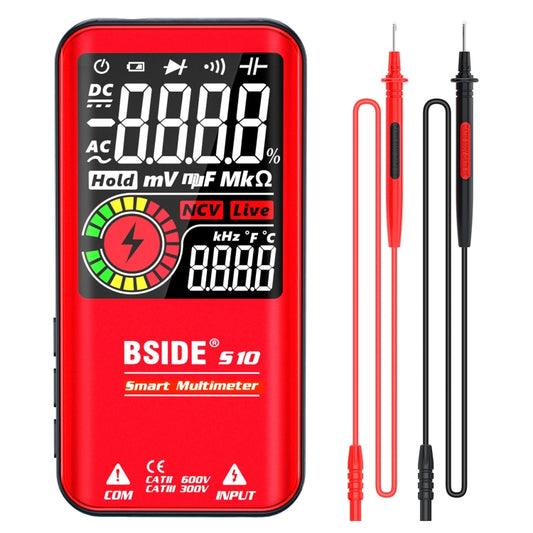 BSIDE Digital Multimeter 9999 Counts LCD Color Display DC AC Voltage Capacitance Diode Meter, Specification: S10 Dry Battery Version (Red) - Digital Multimeter by BSIDE | Online Shopping South Africa | PMC Jewellery | Buy Now Pay Later Mobicred