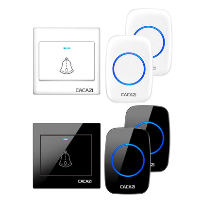 CACAZI H10 1 For 2 Home Wireless Music Doorbell without Battery, Plug:EU Plug(Black) - Wireless Doorbell by CACAZI | Online Shopping South Africa | PMC Jewellery